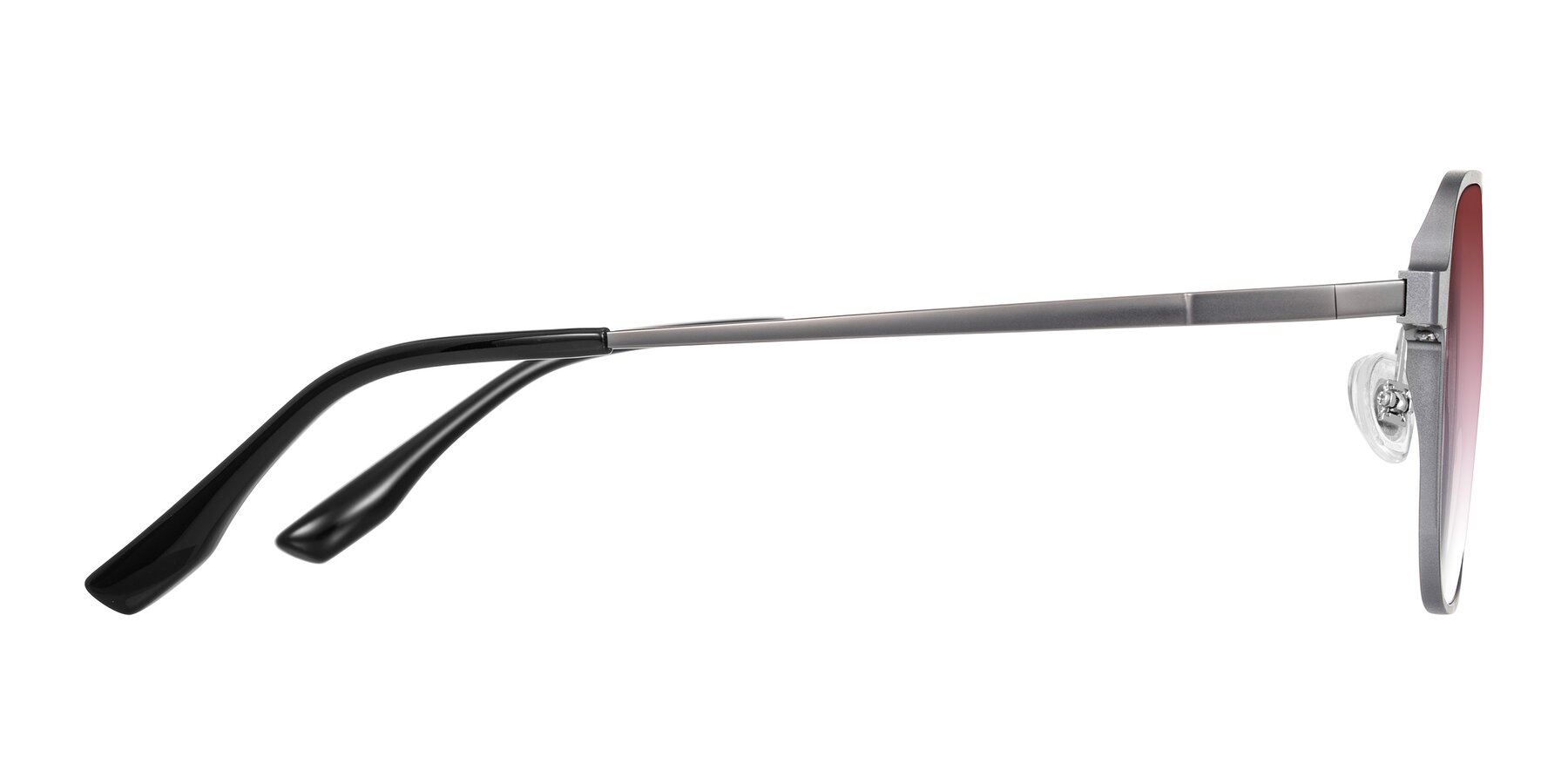Side of Sanya in Gunmetal with Garnet Gradient Lenses