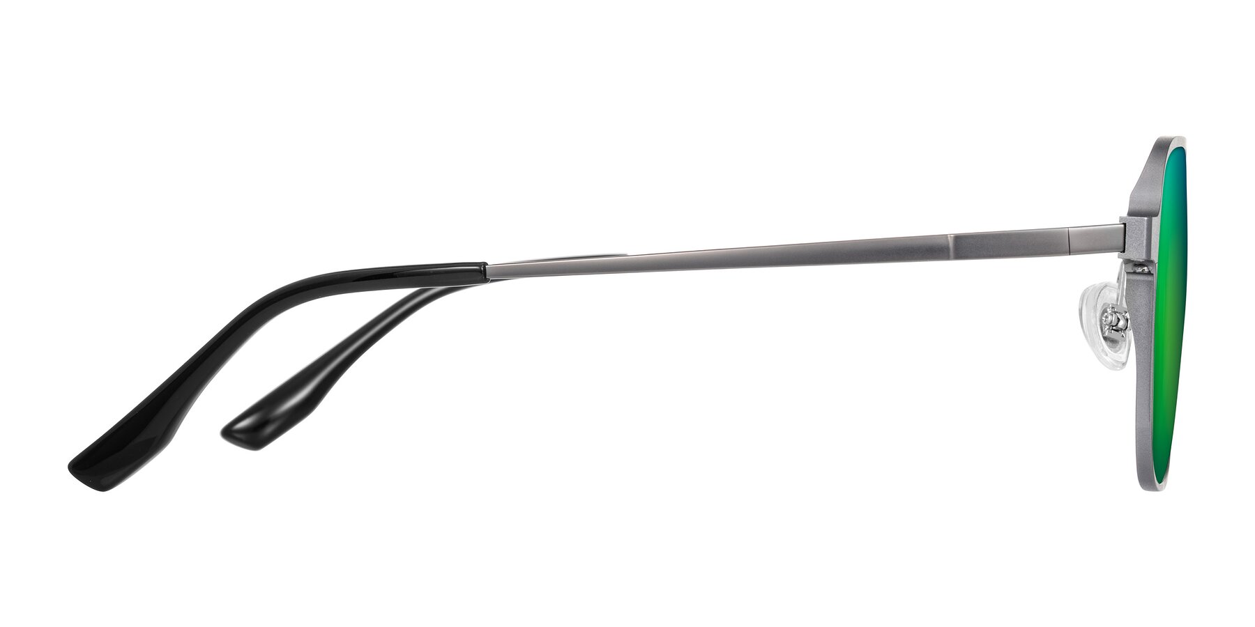 Side of Sanya in Gunmetal with Green Mirrored Lenses