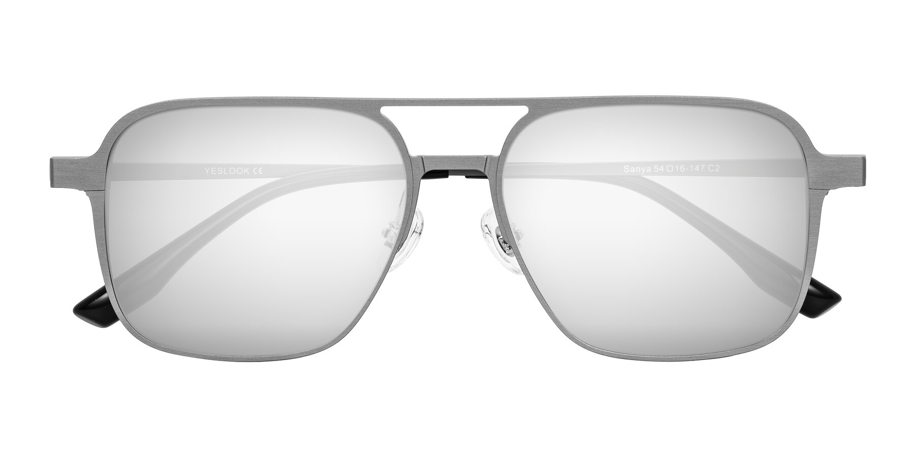 Folded Front of Sanya in Gunmetal with Silver Mirrored Lenses