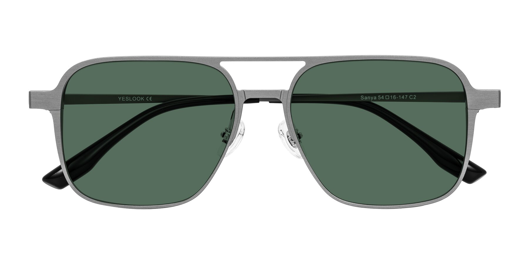 Folded Front of Sanya in Gunmetal with Green Polarized Lenses