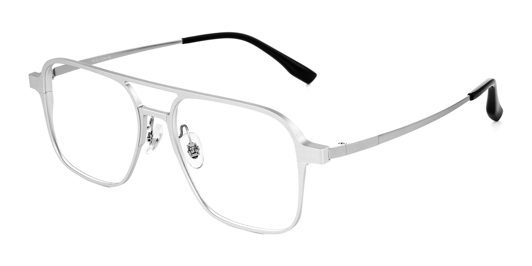 Angle of Sanya in Matte Silver with Clear Eyeglass Lenses