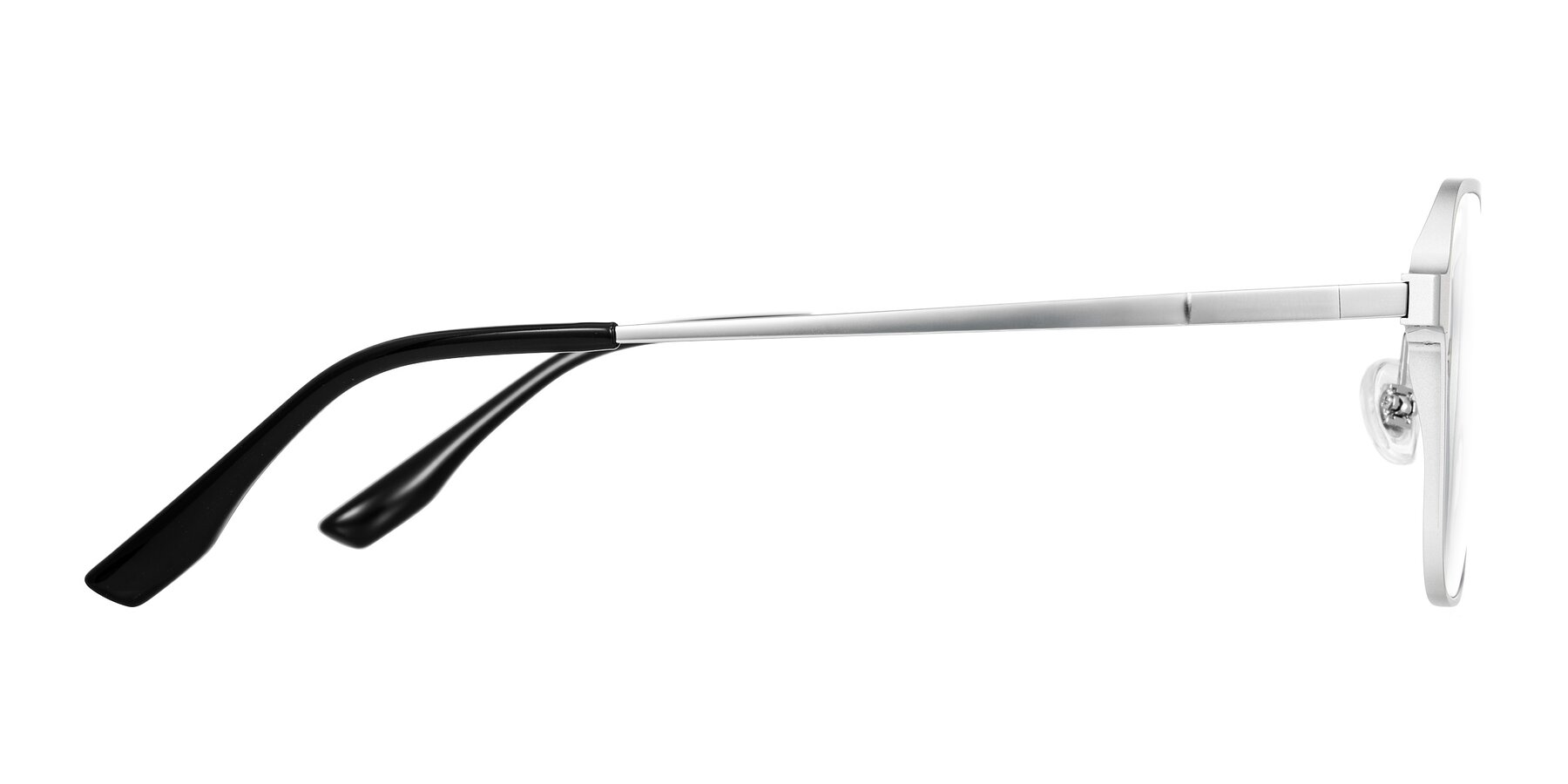 Side of Sanya in Matte Silver with Clear Eyeglass Lenses