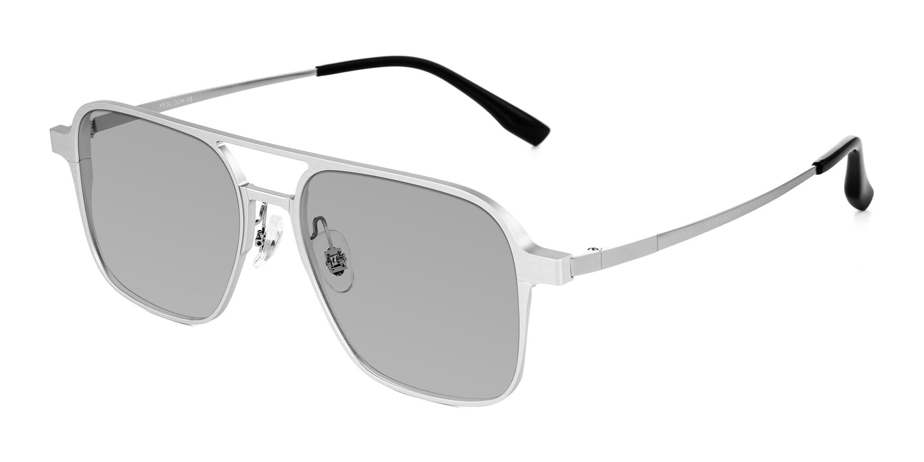 Angle of Sanya in Matte Silver with Light Gray Tinted Lenses