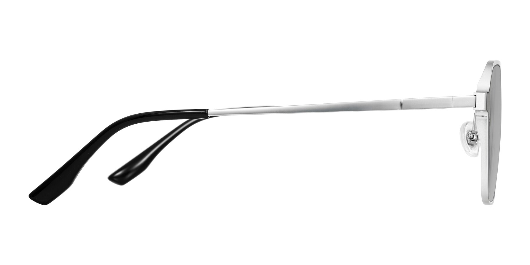 Side of Sanya in Matte Silver with Light Gray Tinted Lenses