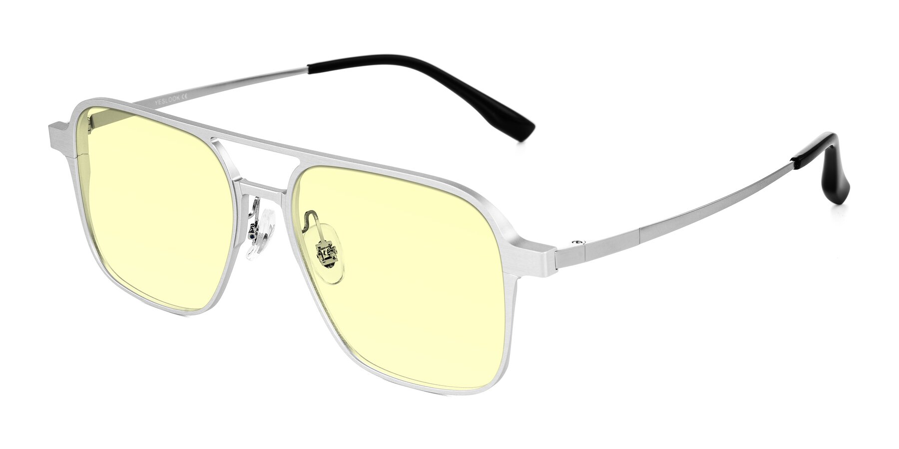 Angle of Sanya in Matte Silver with Light Yellow Tinted Lenses
