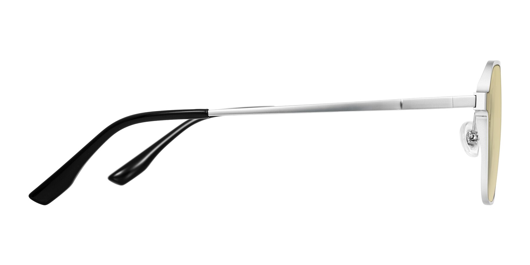 Side of Sanya in Matte Silver with Light Champagne Tinted Lenses