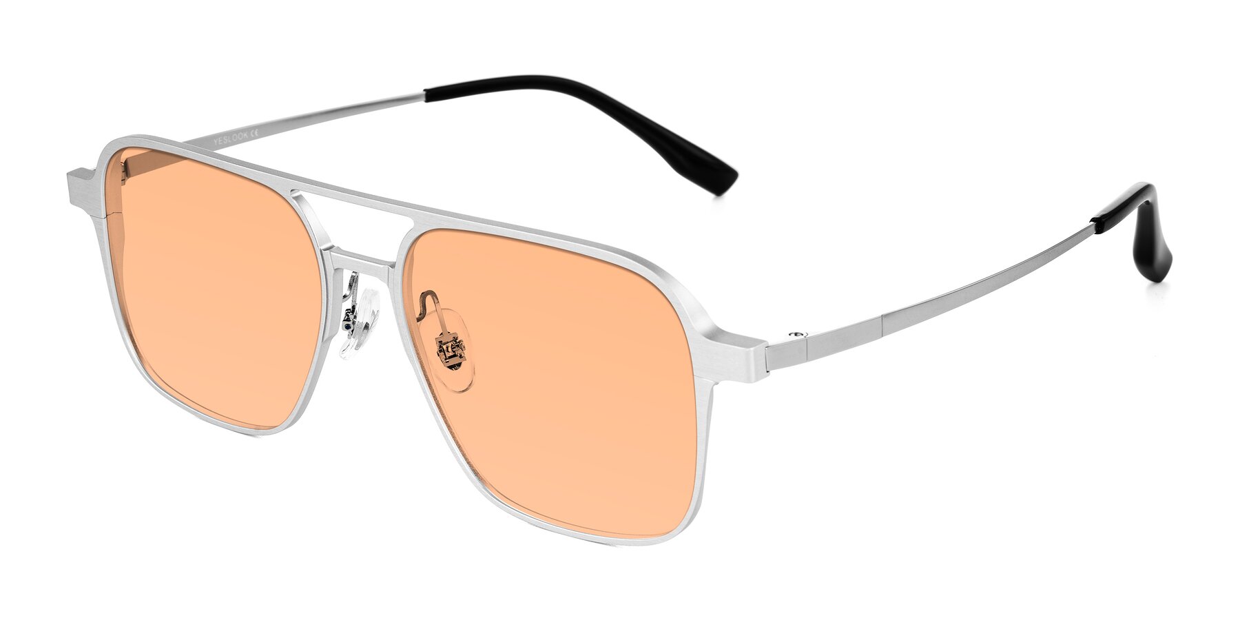 Angle of Sanya in Matte Silver with Light Orange Tinted Lenses