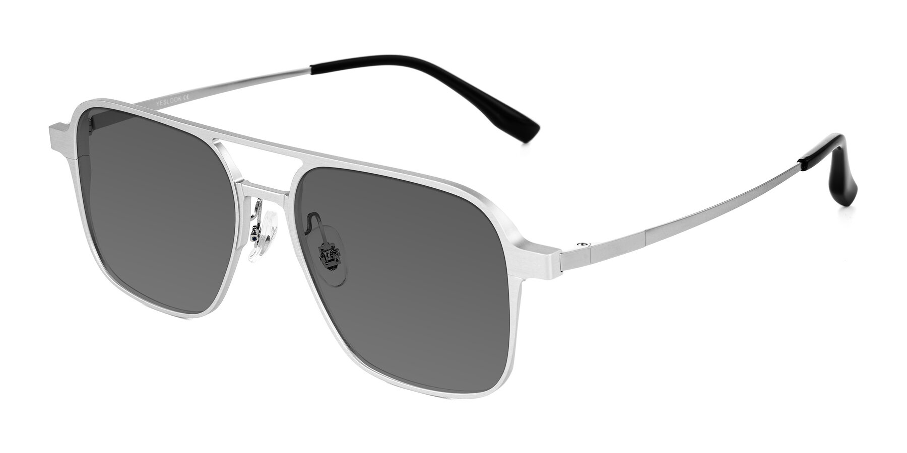Angle of Sanya in Matte Silver with Medium Gray Tinted Lenses