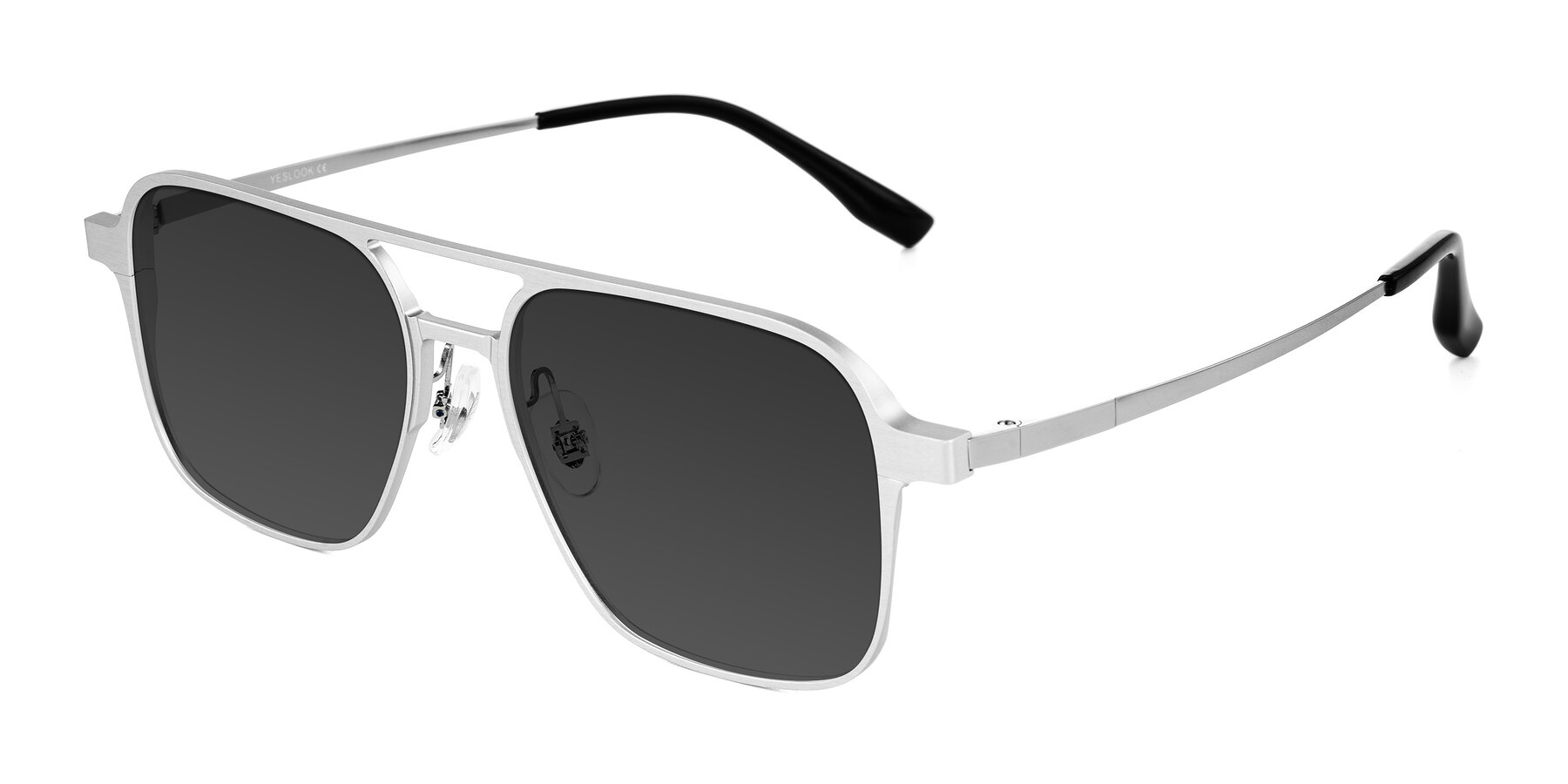 Angle of Sanya in Matte Silver with Gray Tinted Lenses