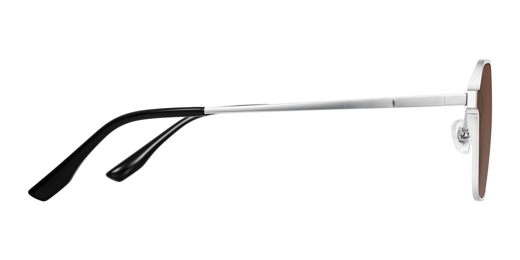 Side of Sanya in Matte Silver with Brown Tinted Lenses