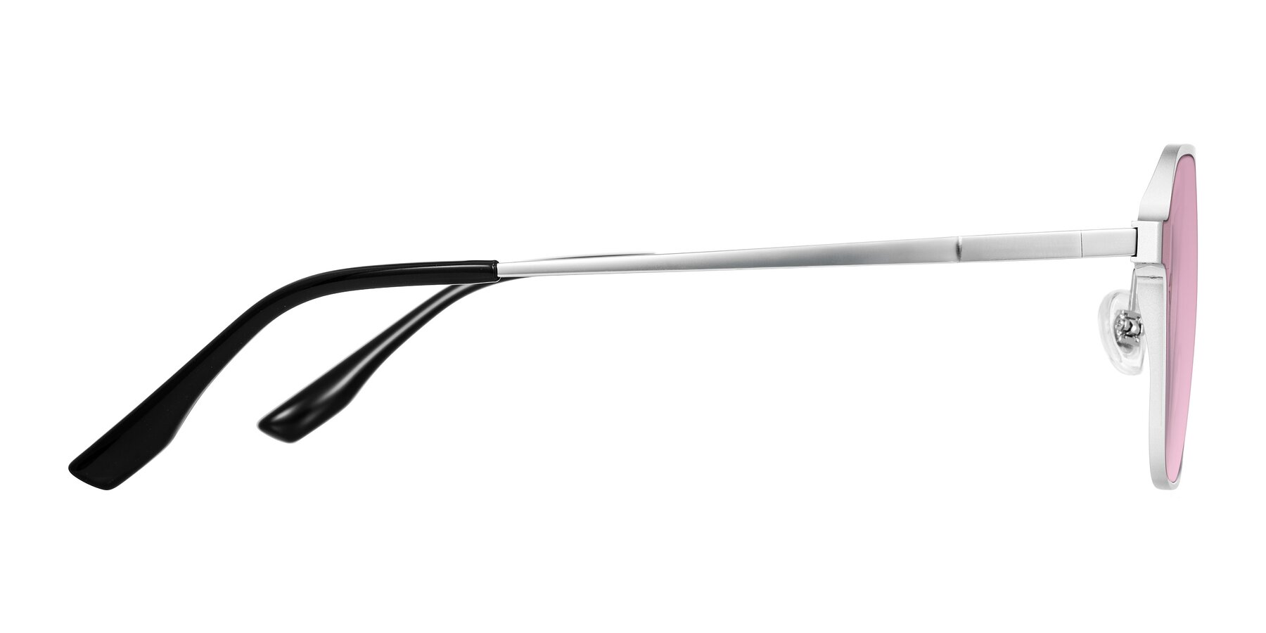 Side of Sanya in Matte Silver with Light Wine Tinted Lenses