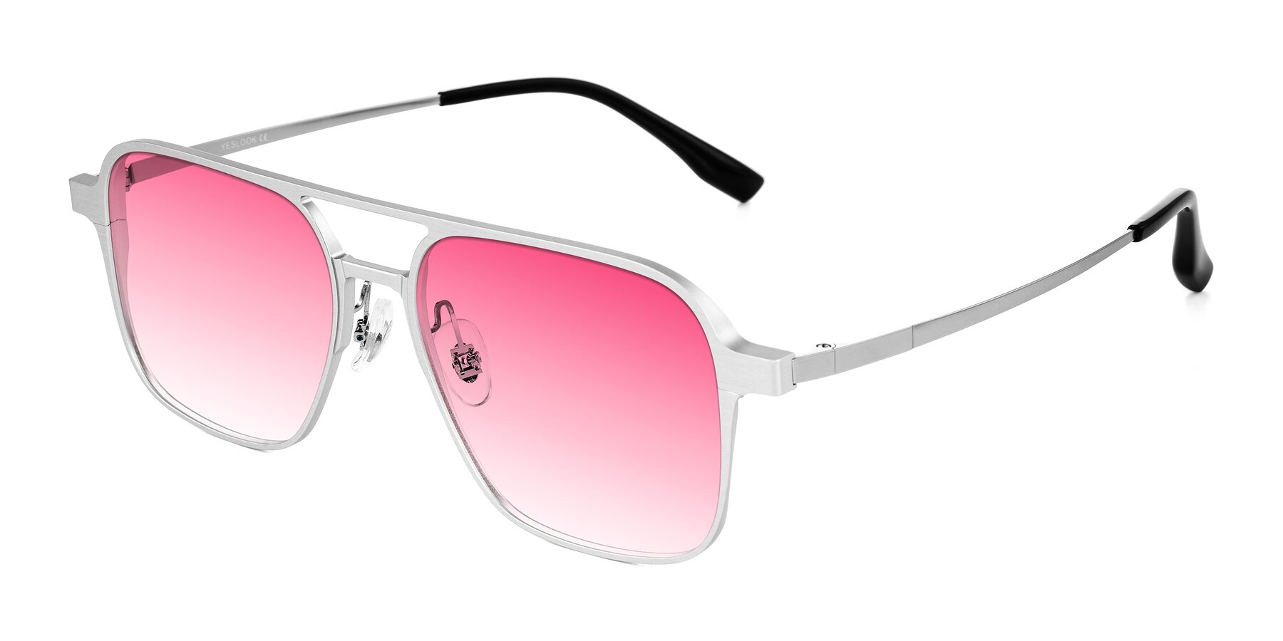Angle of Sanya in Matte Silver with Pink Gradient Lenses