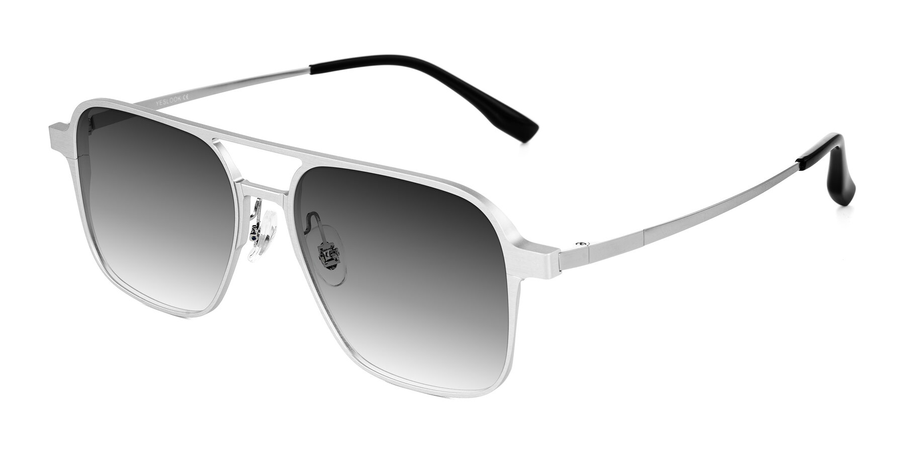 Angle of Sanya in Matte Silver with Gray Gradient Lenses