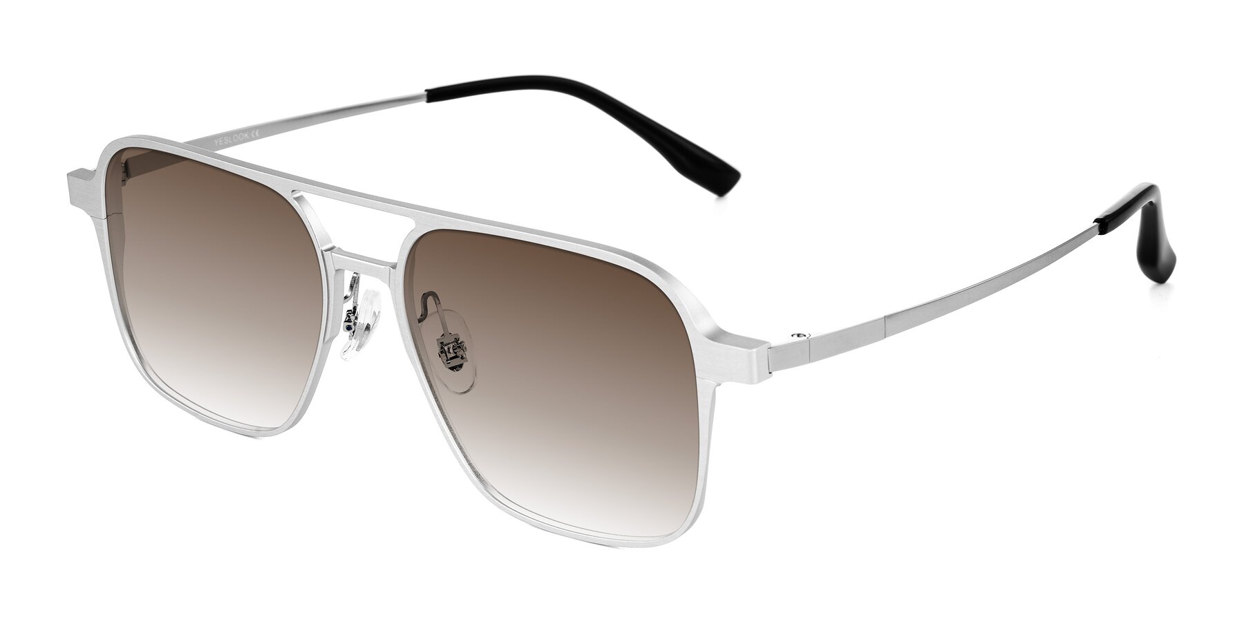Angle of Sanya in Matte Silver with Brown Gradient Lenses