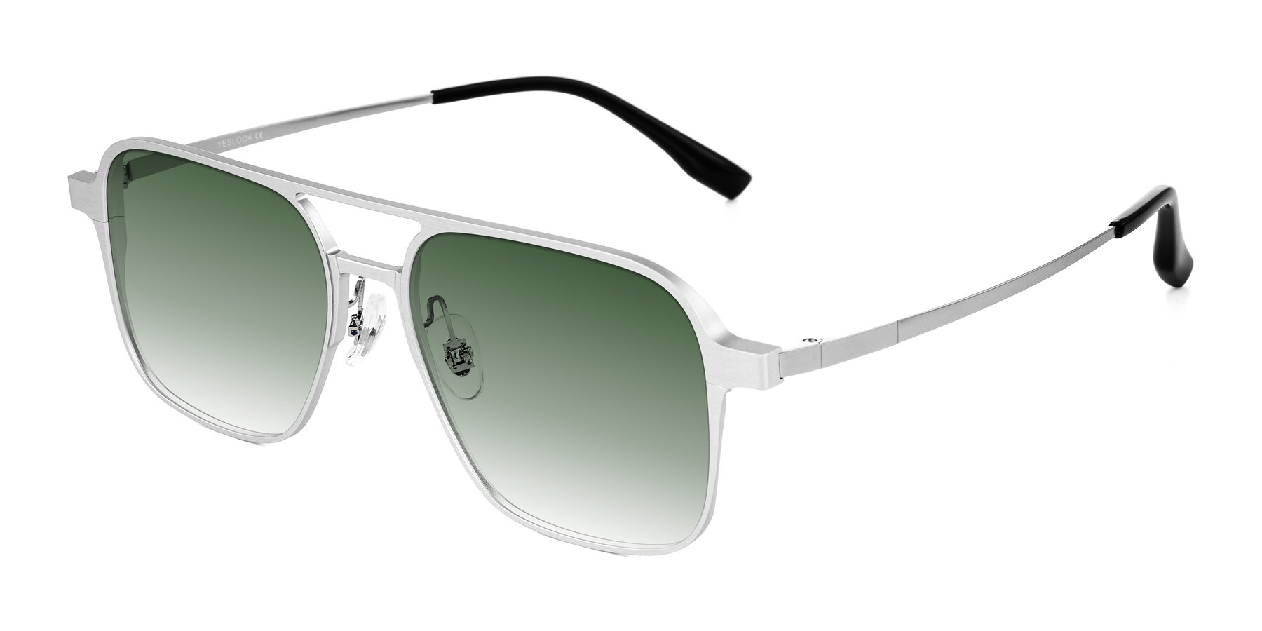 Angle of Sanya in Matte Silver with Green Gradient Lenses