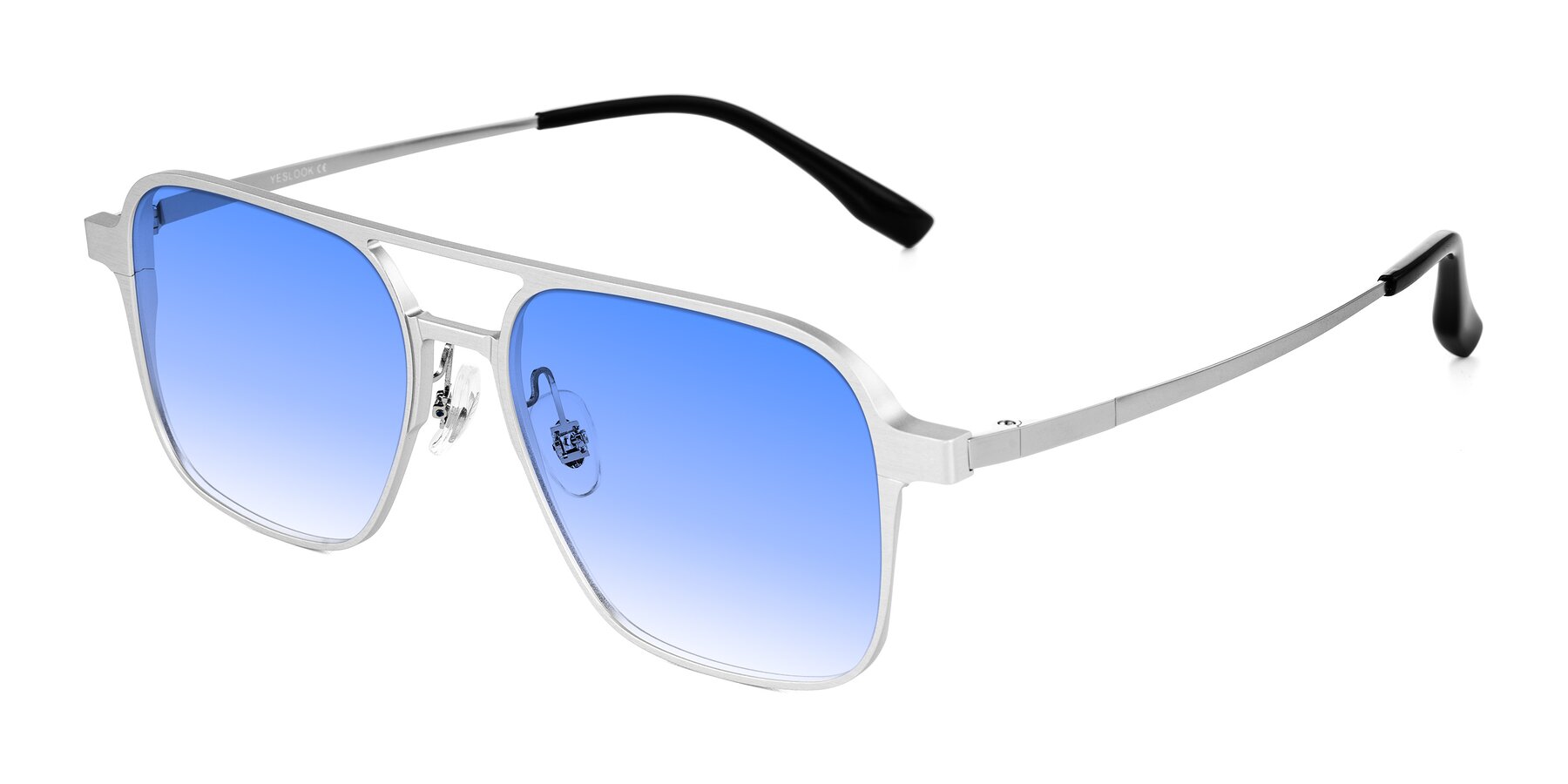 Angle of Sanya in Matte Silver with Blue Gradient Lenses