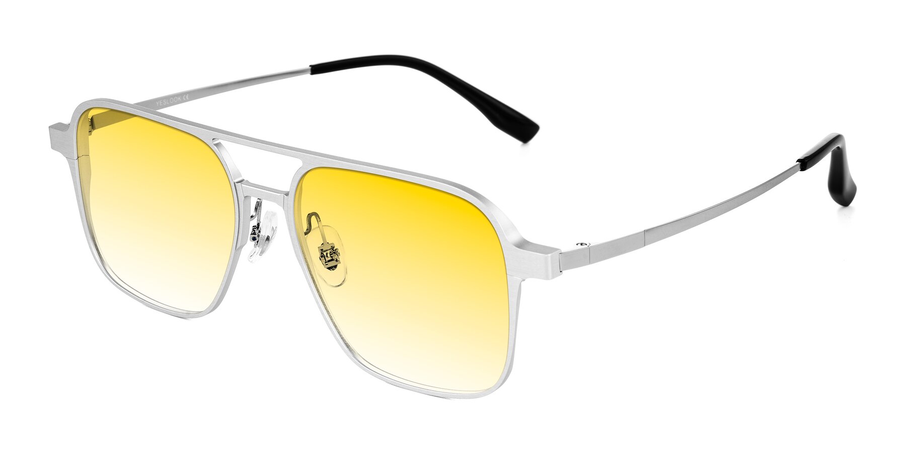 Angle of Sanya in Matte Silver with Yellow Gradient Lenses