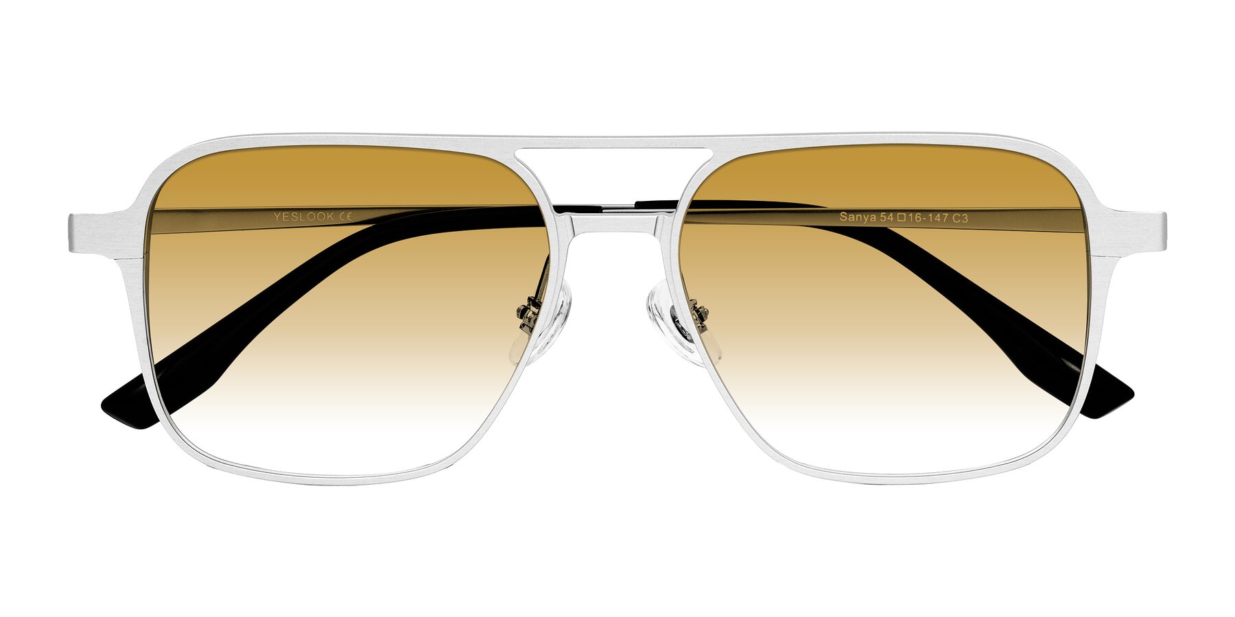 Folded Front of Sanya in Matte Silver with Champagne Gradient Lenses