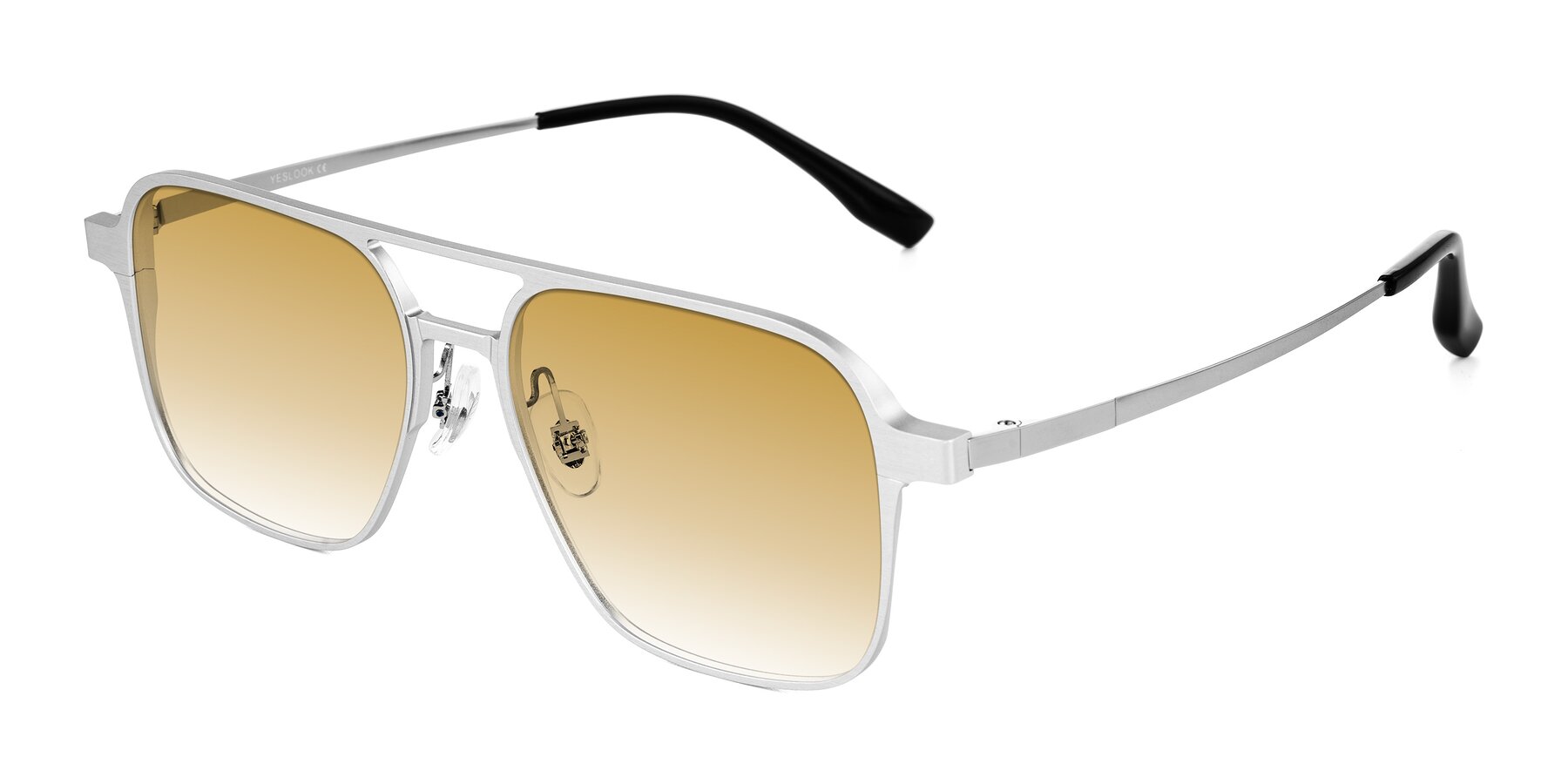 Angle of Sanya in Matte Silver with Champagne Gradient Lenses