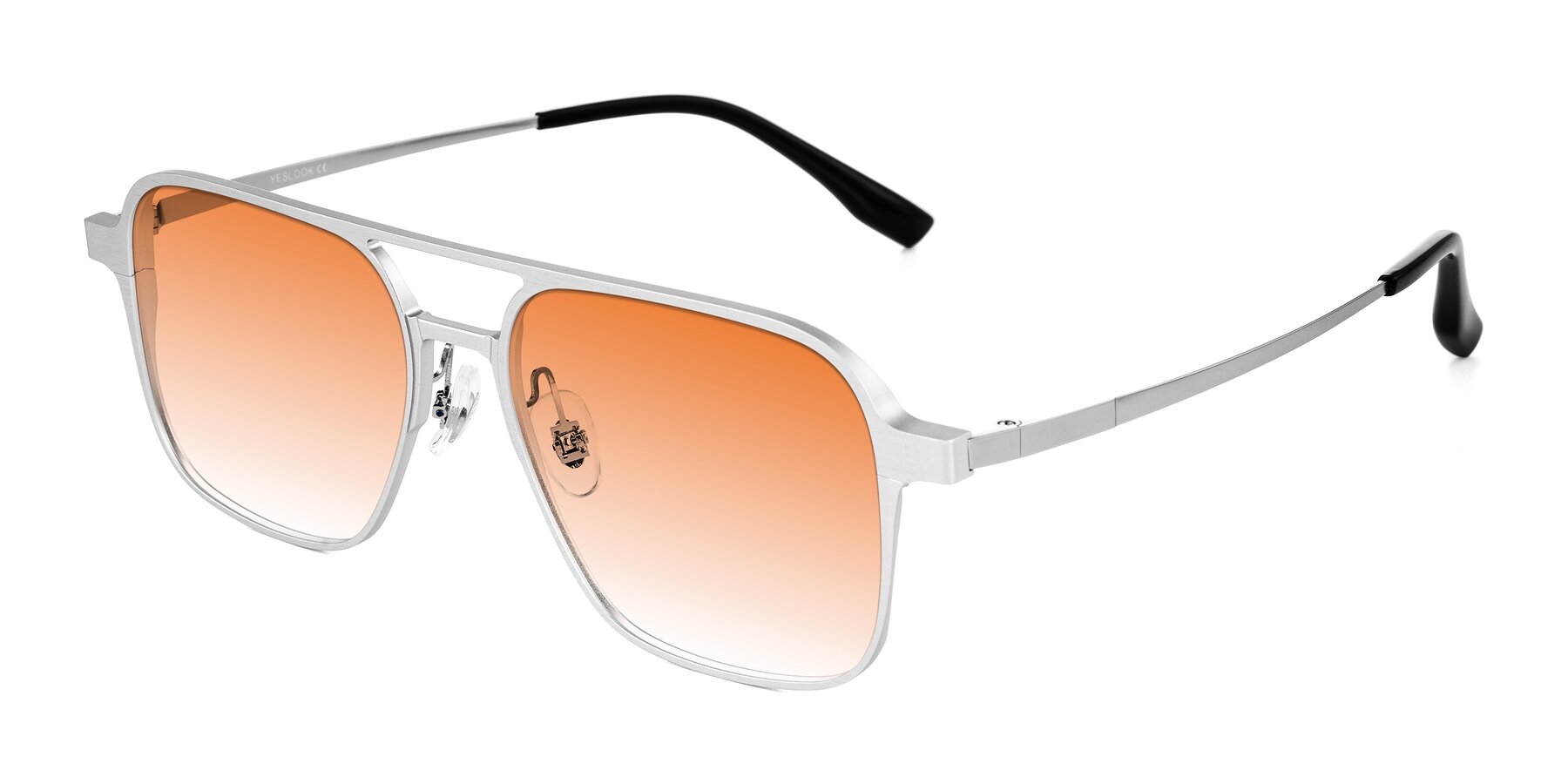 Angle of Sanya in Matte Silver with Orange Gradient Lenses