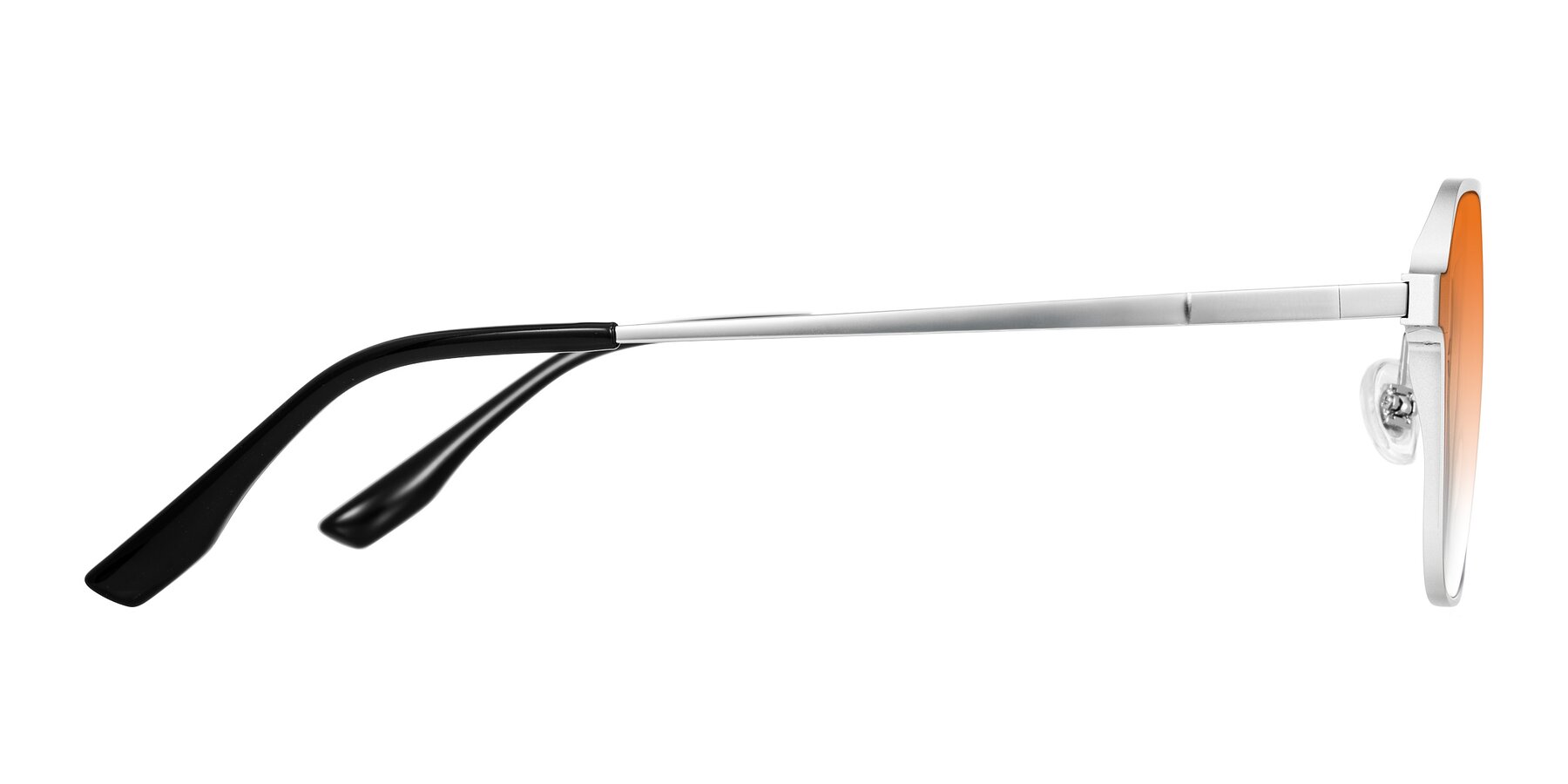Side of Sanya in Matte Silver with Orange Gradient Lenses