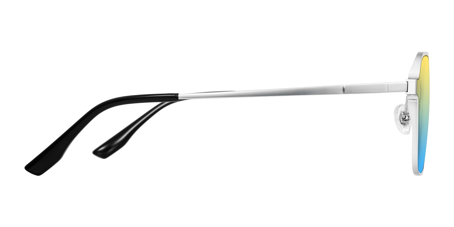 Side of Sanya in Matte Silver with Yellow / Blue Gradient Lenses