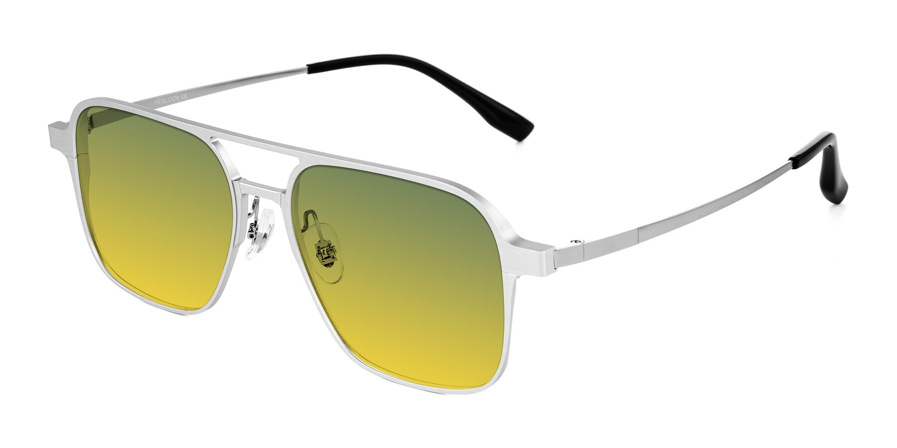 Angle of Sanya in Matte Silver with Green / Yellow Gradient Lenses