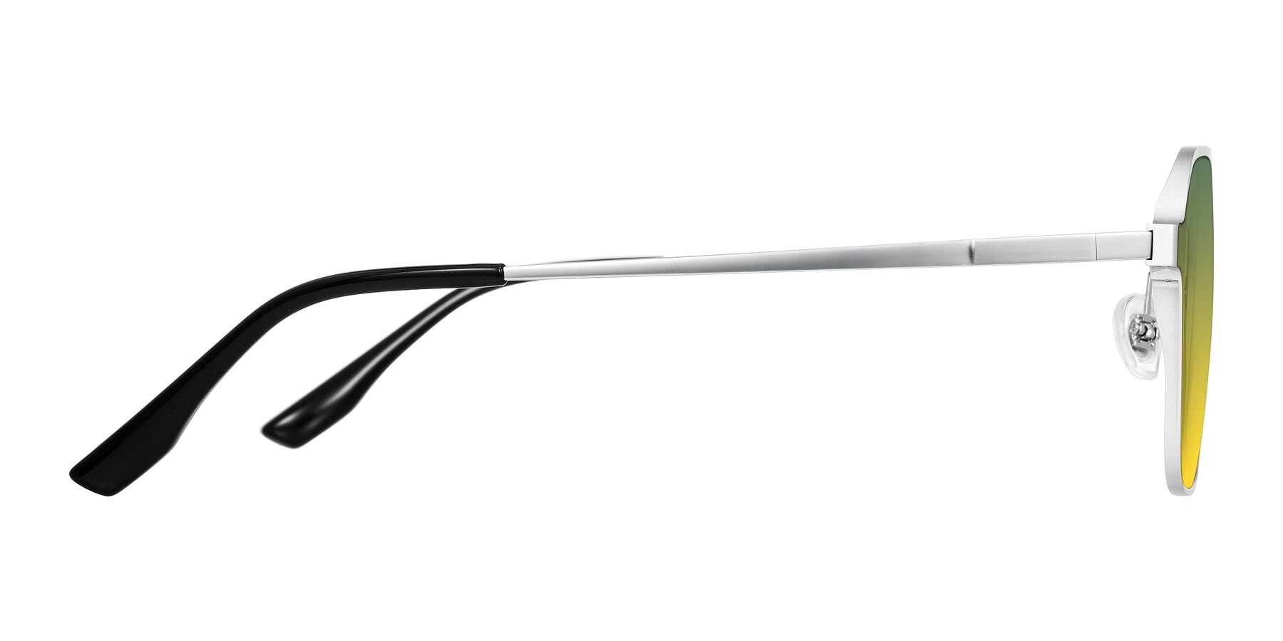 Side of Sanya in Matte Silver with Green / Yellow Gradient Lenses