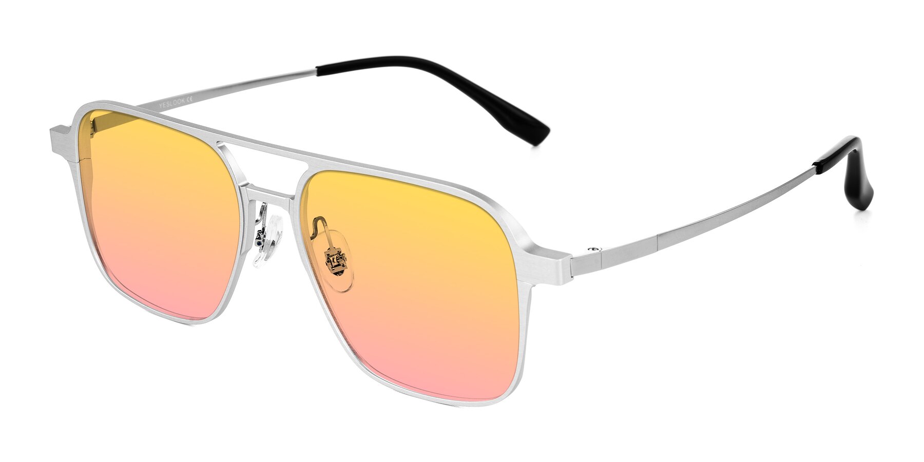 Angle of Sanya in Matte Silver with Yellow / Pink Gradient Lenses