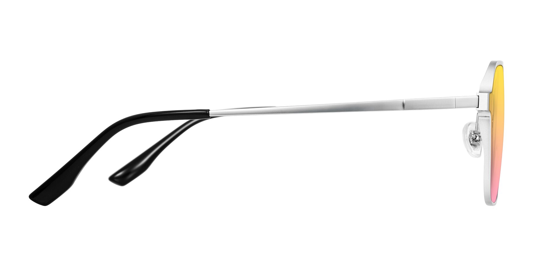 Side of Sanya in Matte Silver with Yellow / Pink Gradient Lenses