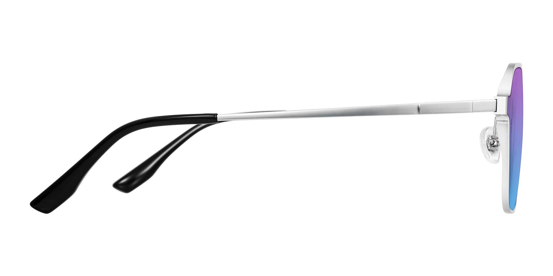 Side of Sanya in Matte Silver with Purple / Blue Gradient Lenses