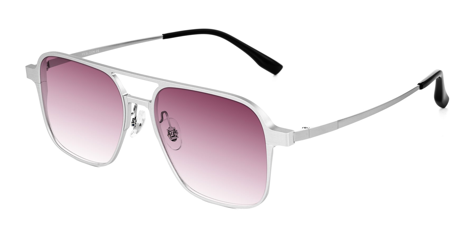 Angle of Sanya in Matte Silver with Wine Gradient Lenses