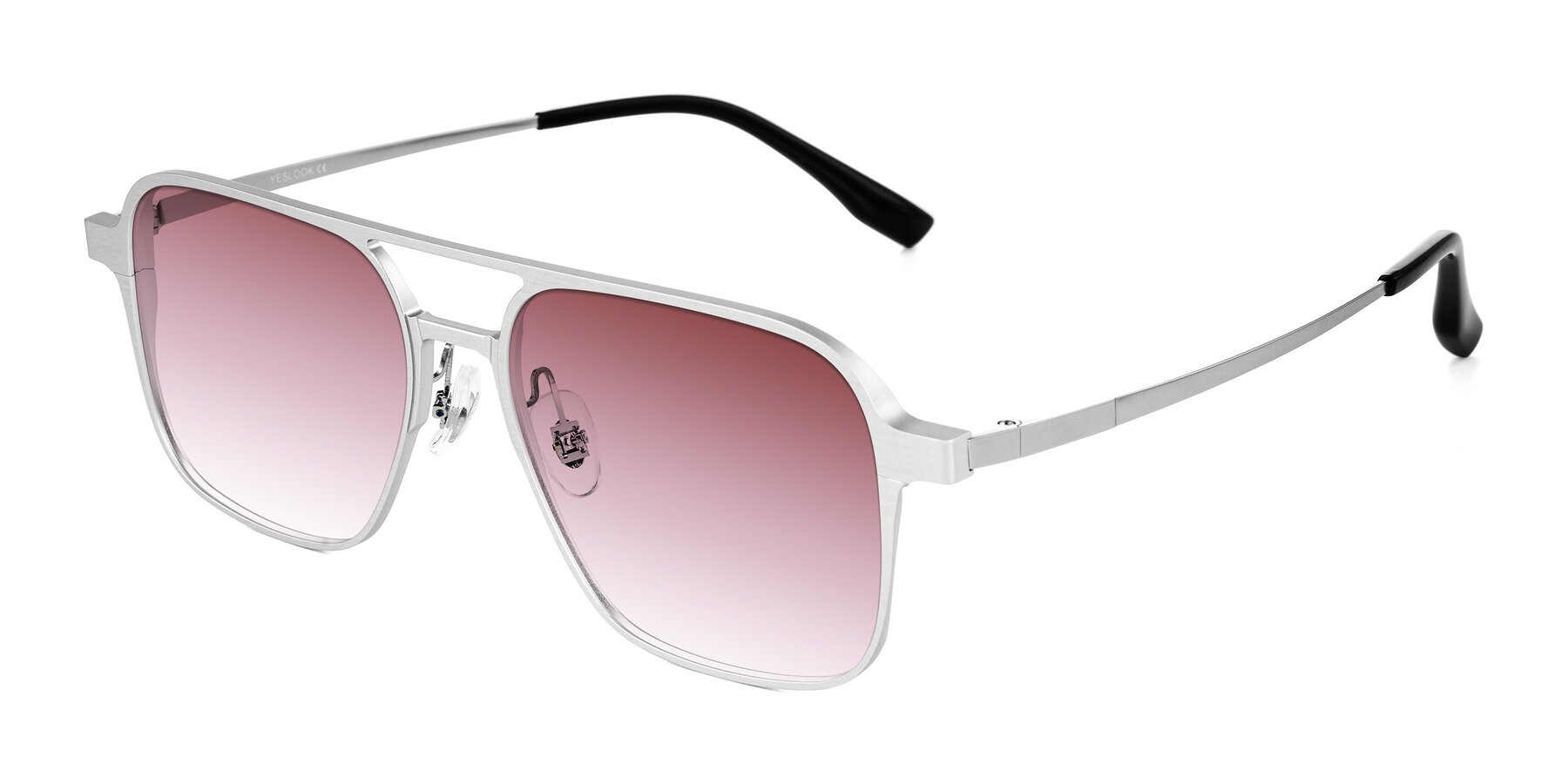 Angle of Sanya in Matte Silver with Garnet Gradient Lenses