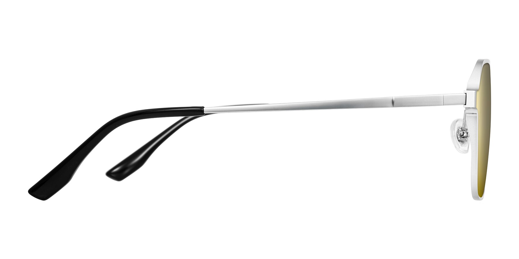 Side of Sanya in Matte Silver with Gold Mirrored Lenses