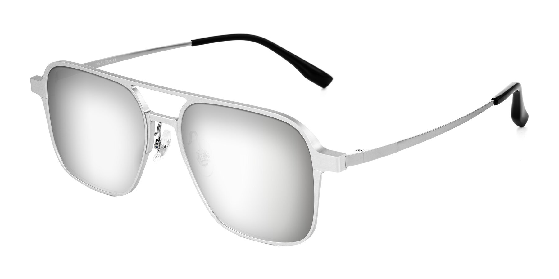 Angle of Sanya in Matte Silver with Silver Mirrored Lenses