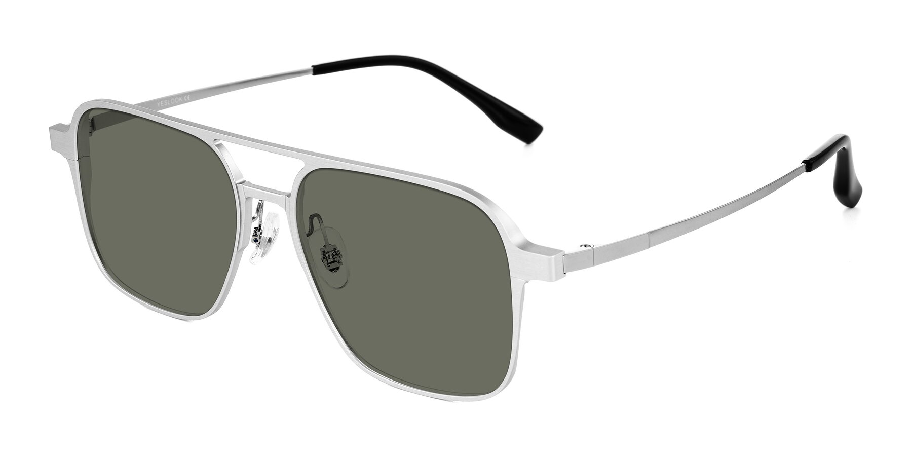 Angle of Sanya in Matte Silver with Gray Polarized Lenses