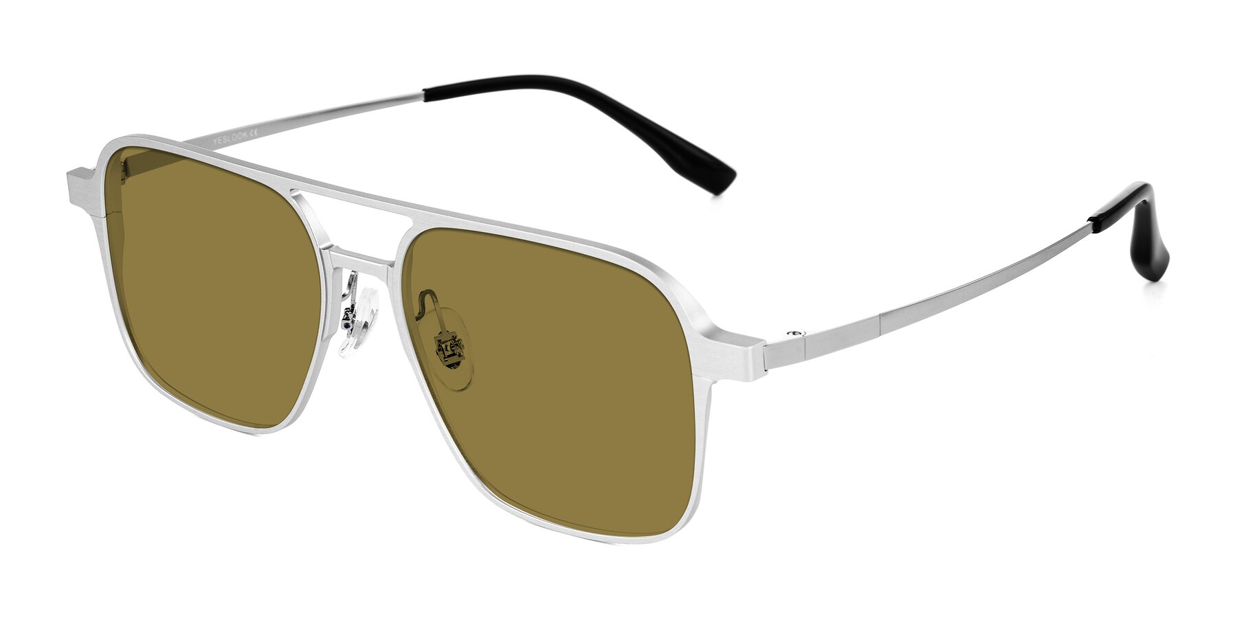 Angle of Sanya in Matte Silver with Brown Polarized Lenses