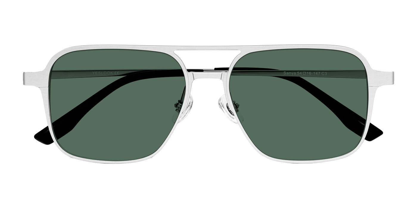 Sanya - Matte Silver Polarized Sunglasses