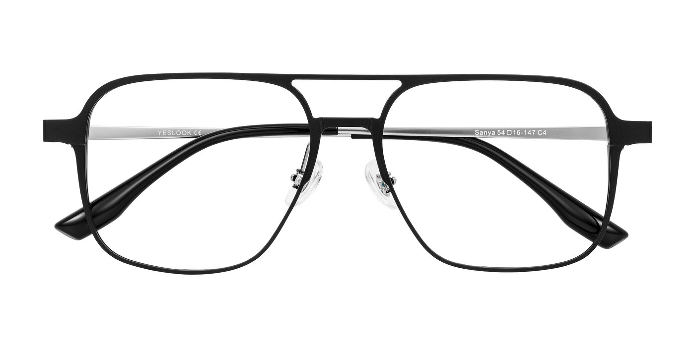 Sanya - Matte Black/Silver Eyeglasses