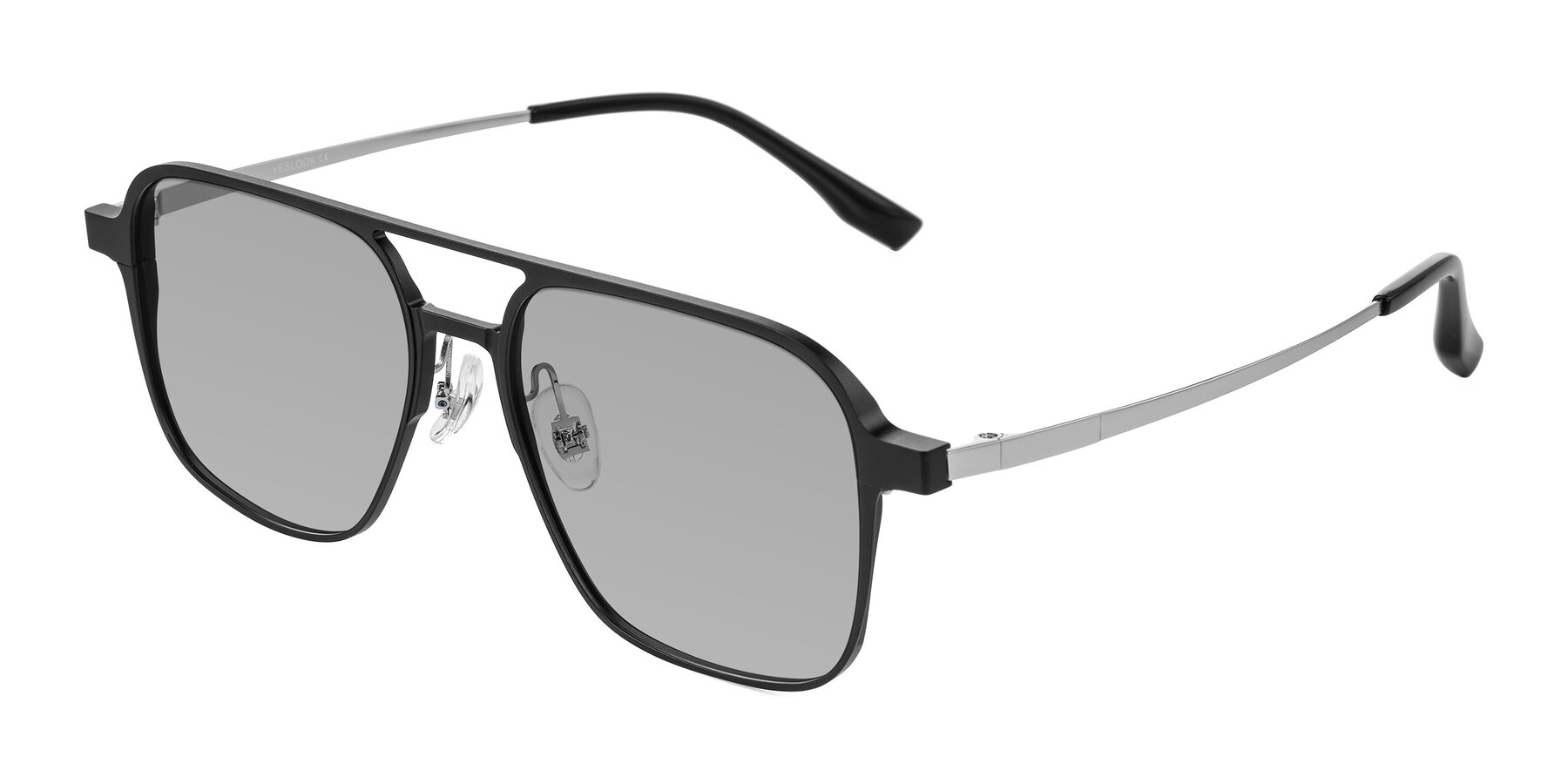 Angle of Sanya in Matte Black/Silver with Light Gray Tinted Lenses