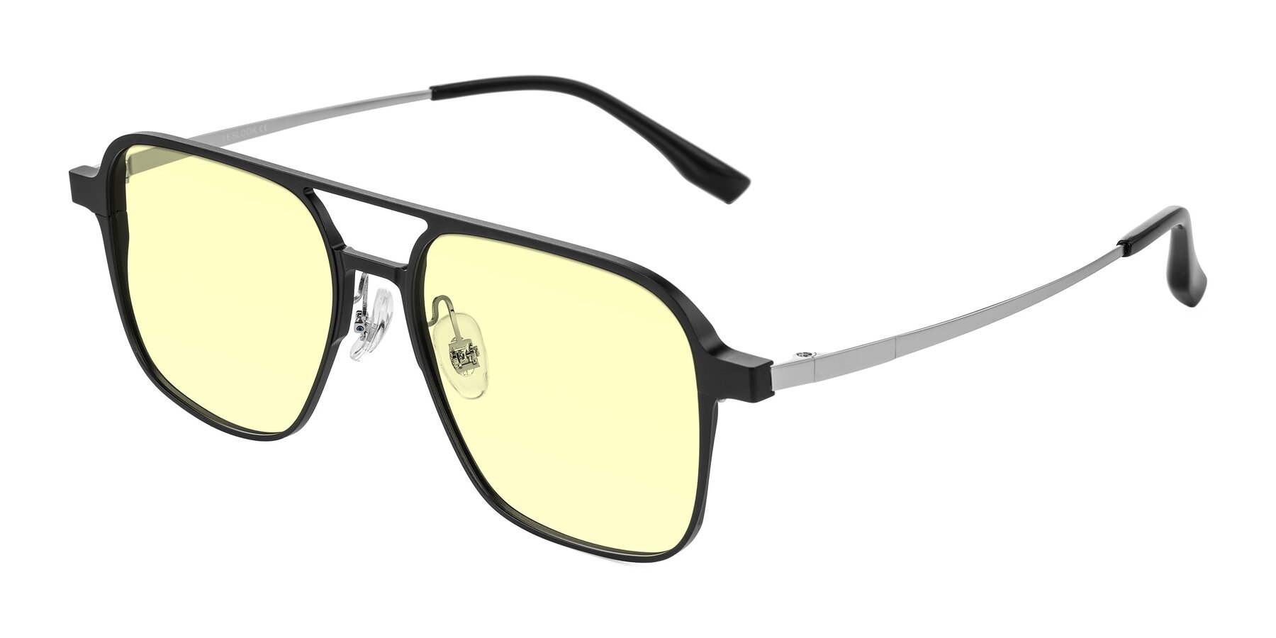 Angle of Sanya in Matte Black/Silver with Light Yellow Tinted Lenses