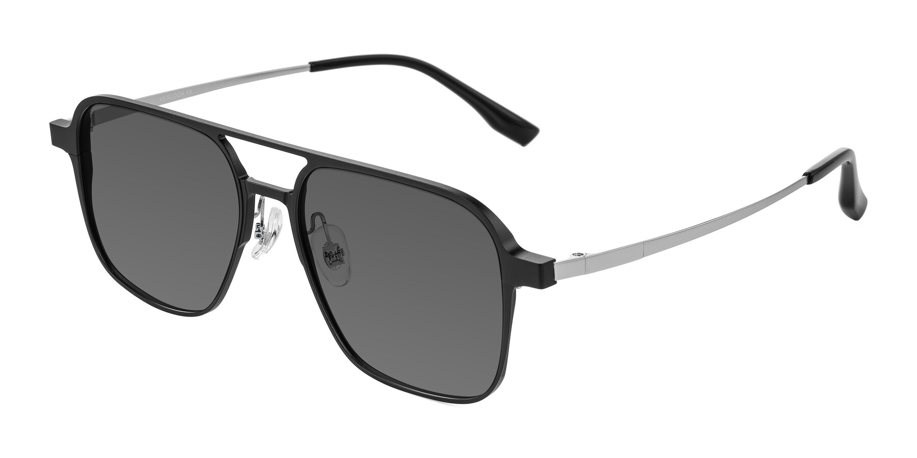 Angle of Sanya in Matte Black/Silver with Medium Gray Tinted Lenses