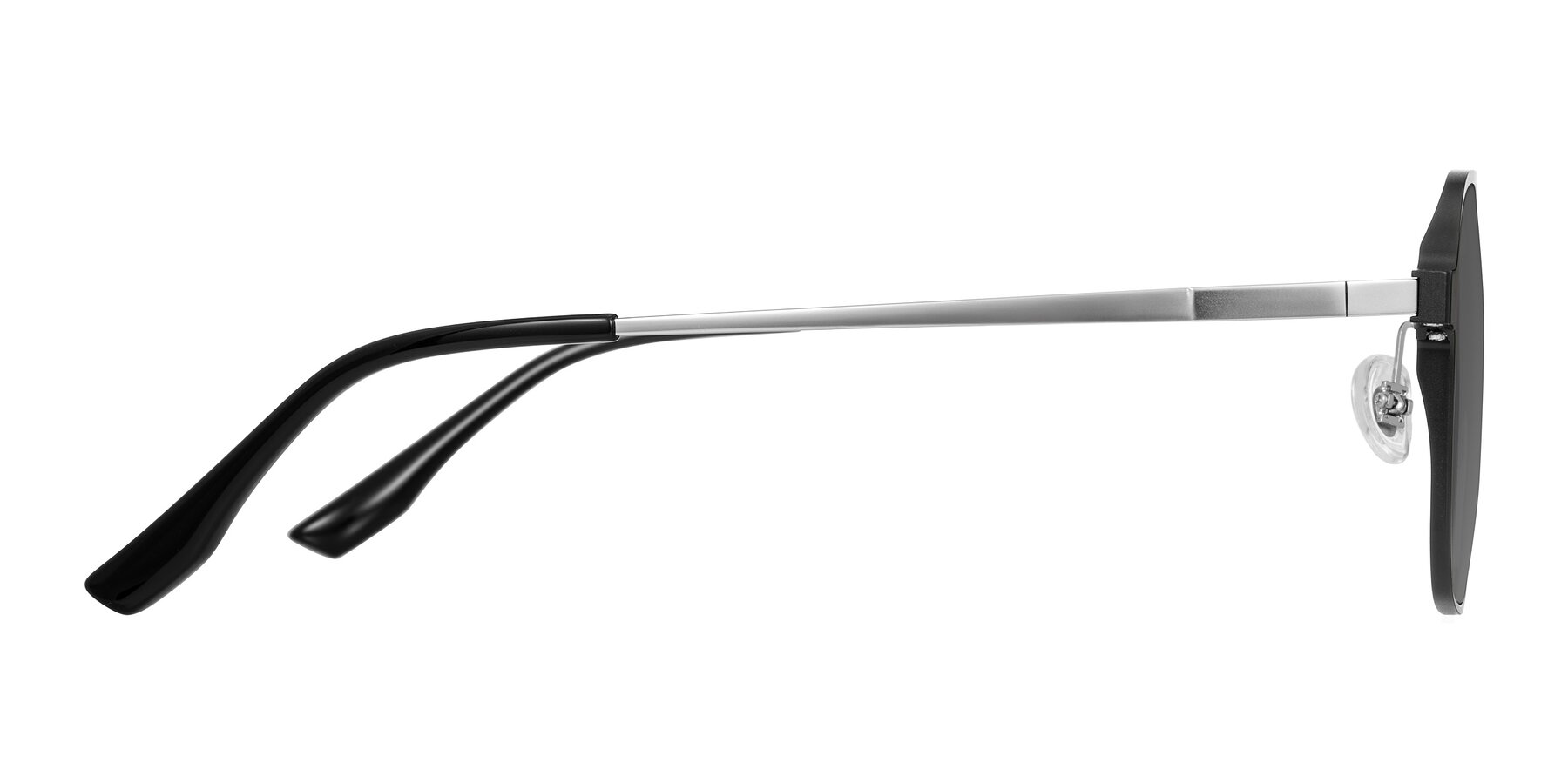 Side of Sanya in Matte Black/Silver with Medium Gray Tinted Lenses