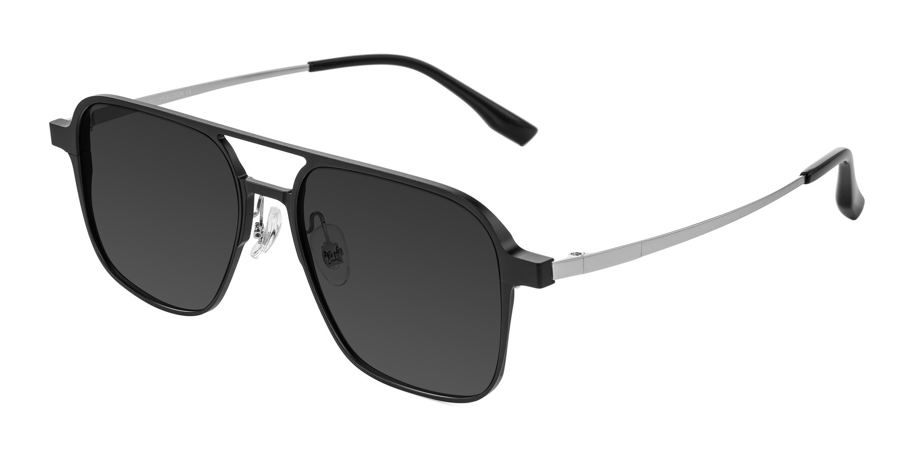 Angle of Sanya in Matte Black/Silver with Gray Tinted Lenses