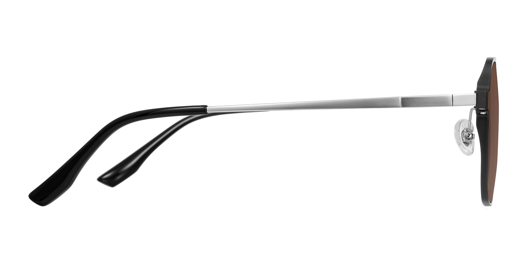Side of Sanya in Matte Black/Silver with Brown Tinted Lenses