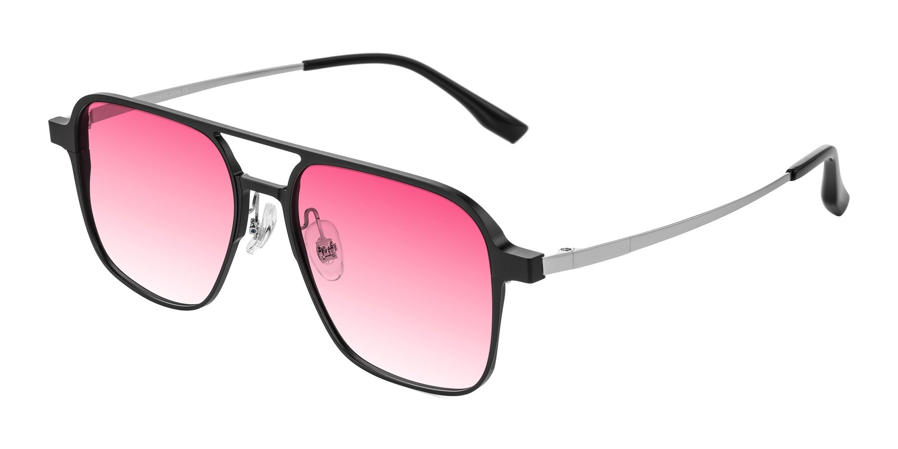 Angle of Sanya in Matte Black/Silver with Pink Gradient Lenses