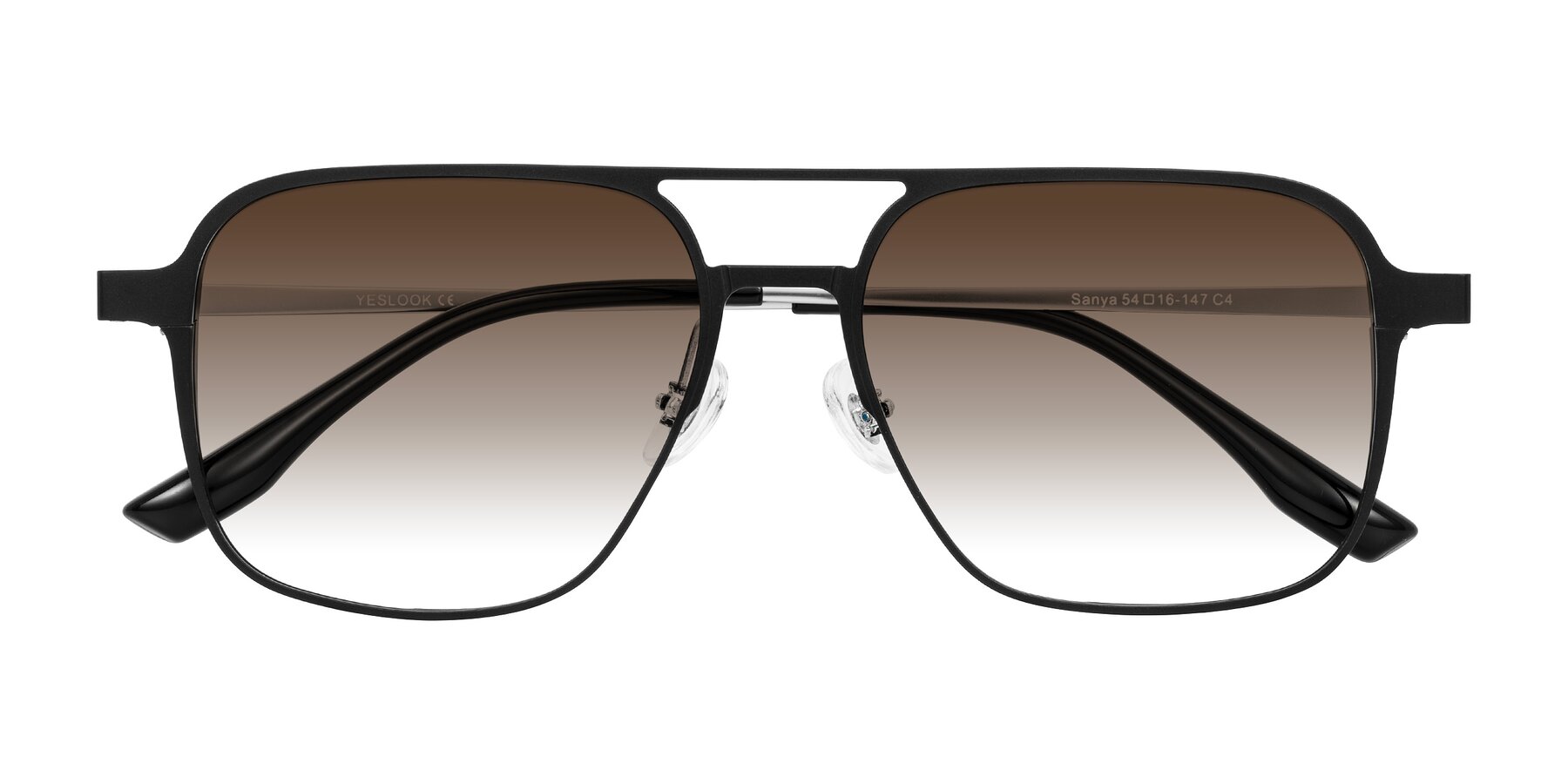 Folded Front of Sanya in Matte Black/Silver with Brown Gradient Lenses