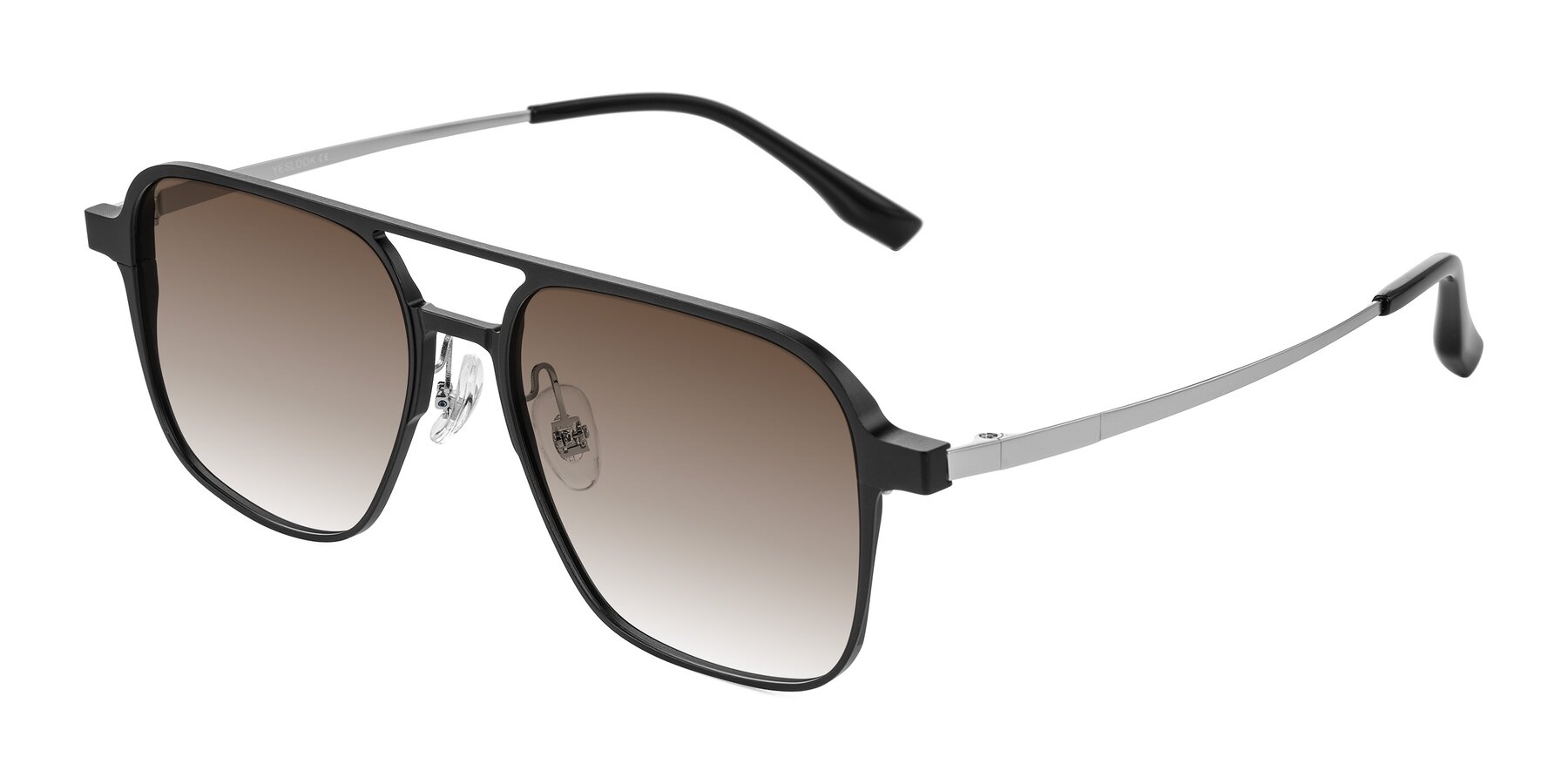 Angle of Sanya in Matte Black/Silver with Brown Gradient Lenses