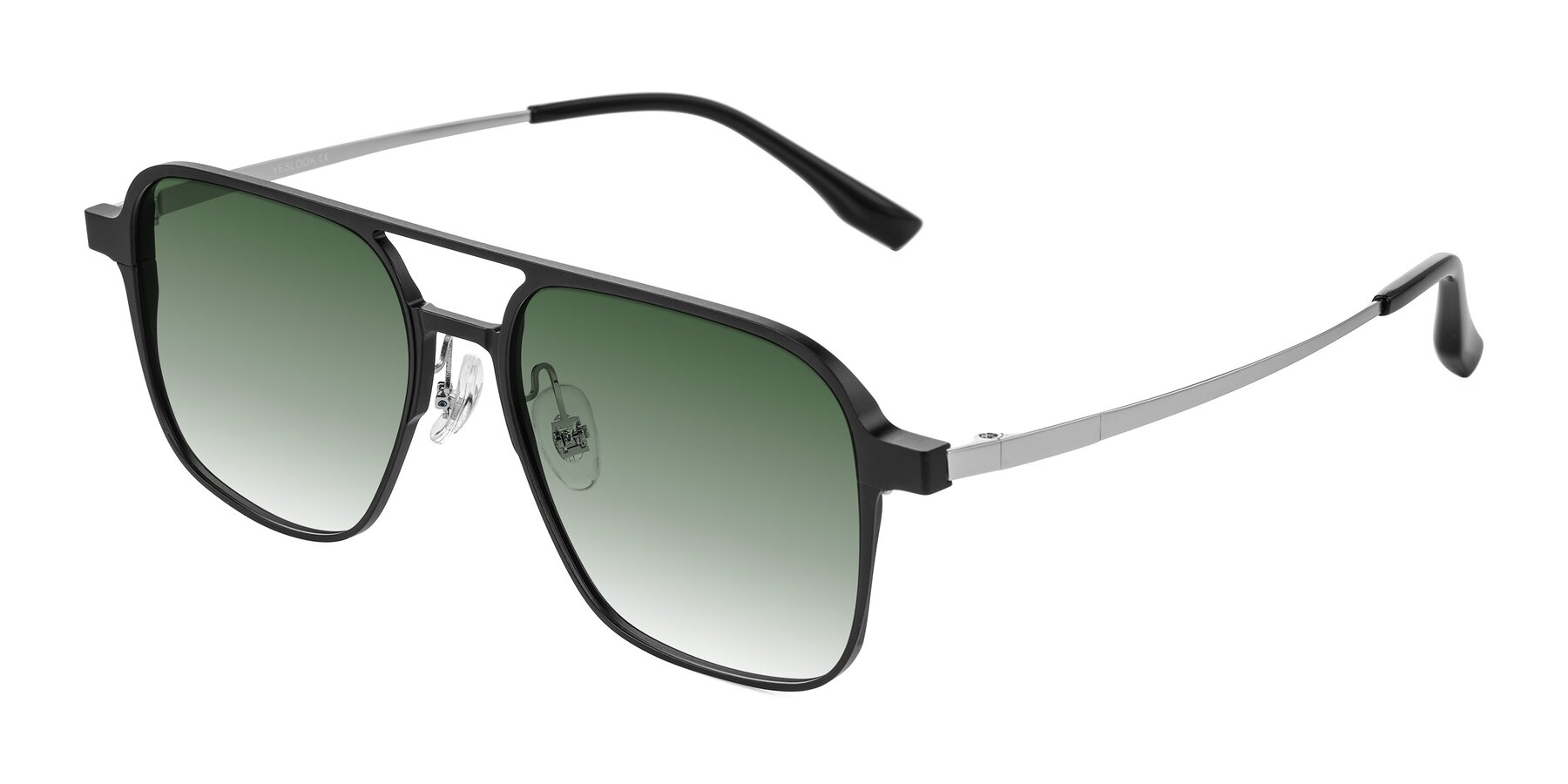 Angle of Sanya in Matte Black/Silver with Green Gradient Lenses