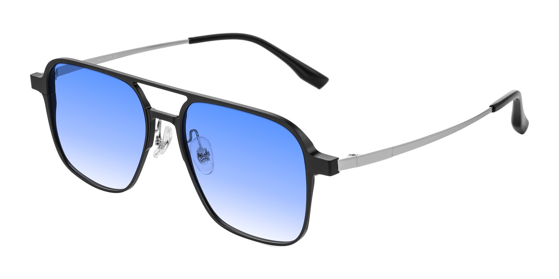 Angle of Sanya in Matte Black/Silver with Blue Gradient Lenses
